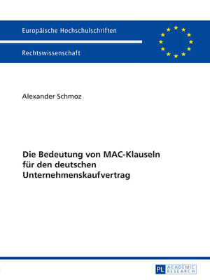 cover image of Die Bedeutung von MAC-Klauseln für den deutschen Unternehmenskaufvertrag